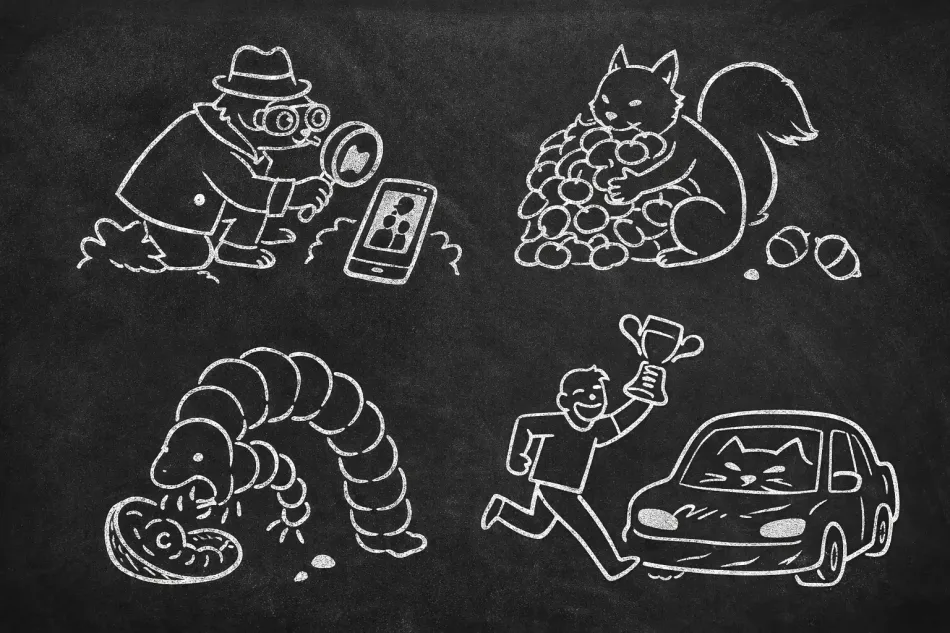 Gollum — a snooping detective, a squirrel hoarding nuts, a greedy caterpillar and a man racing for a trophy