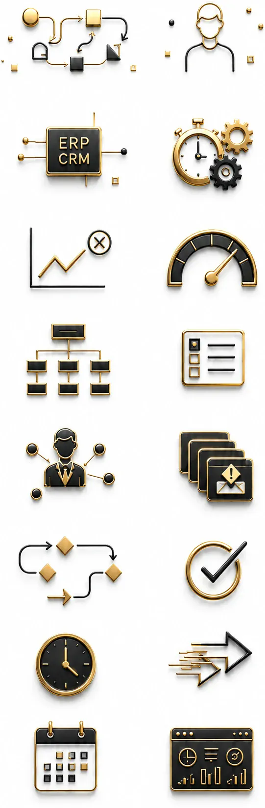 Sixteen icons, one for each element of the diagnostic framework